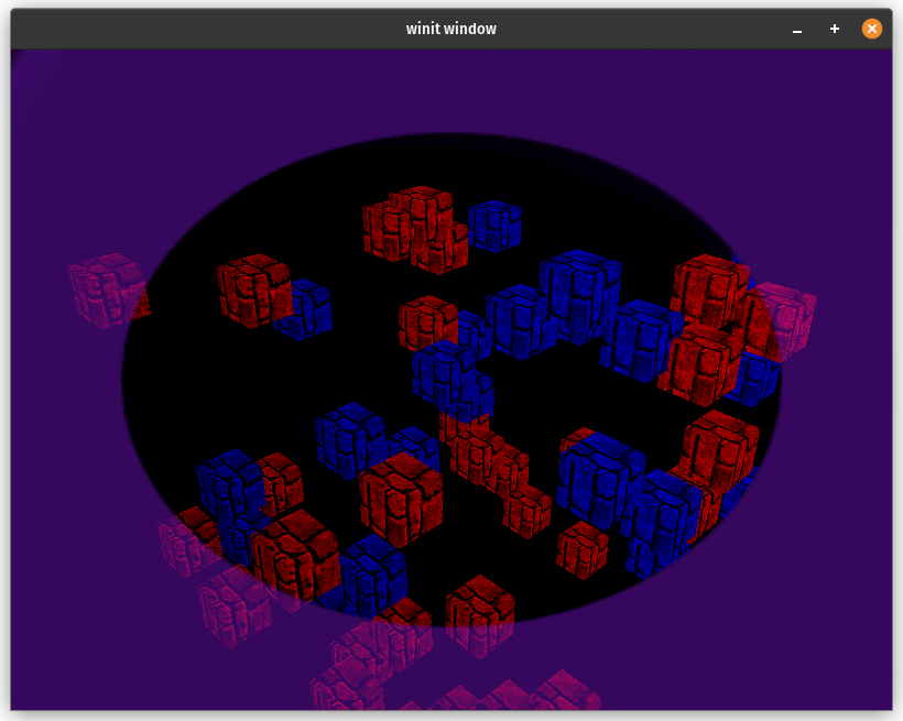 a collection of cubes with a stencil over top